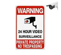 Camera Sign,Security Signs - No Trespassing Private Property Sign | 24H Video Monitoring Sign, No Intrusion Warning Sign, 12x8 Security Sign