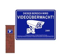 Camera Signs for Property,Outdoor Security Camera Signs - 24 Hour Security Warning Adhesive Signs | Warning Waterproof UV Protection Adhesive Sign