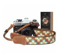Camera Strap - 1.5" Cowhide Head Shoulder Neck Strap ,Retro Jacquard Embroidery Multi-pattern camera straps for Cameras and Binoculars,Cute Adjustable Thin Strap for Adults & Kids(Plum Embroidery)