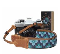 Camera Strap - 1.5" Cowhide Head Shoulder Neck Strap ,Retro Jacquard Embroidery Multi-pattern camera straps for Cameras and Binoculars,Cute Adjustable Thin Strap for Adults & Kids(Plum Embroidery)