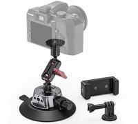 Camera Suction Mount with Ball Head Magic Arm, 5.1"/13cm Metal Air Pump Vacuum Suction Cup Camera Mount on Car Boat Windshield Dash Desk for DSLR/Action Camera/Phone Holder with 1/4" 3/8" ARRI Holes