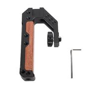 Camera Top Handle Grip, DSLR Camera Cage Handle, Aluminum Alloy with 3 Cold Shoe Ports, 1/4inch 3/8inch Screw Holes for Locating Pins, Comfortable Grip for Low Angle