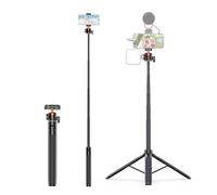 Camera Tripod, 13.7in to 55.7in Lightweight Extendable Selfie Stick Tripod with Retractable Cold Shoe Bracket, 360° Ball Head, Portable Vlog Selfie Stick for Live Streaming