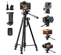 Camera Tripod, EVERESTA 55" Camera Phone Tripods Stand for DSLR, Gopro Extendable Tall Tripod with Remote Shutter and Cell Phone Mount