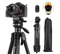 Camera Tripod,Video Tripod with Fluid Head, Arsoer 60" Vlog Tripod with Wireless Remote/Carry Bag/Rotatable Phone Holder, Compatible with iPhone/Canon/Nikon/Sony/Telescope, for Vlogging/Shooting