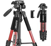 Camera Tripod, ZOMEI Q111 55-inch Flexible Travel Tripod with 3-Way Pan Head and Carry Bag for Projector Gopro DSLR EOS Canon Nikon Sony Samsung Tablet Smartphones YouTube Live Chat (Red)