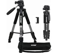 Camera Tripod, ZOMEi Q111 Lightweight 55" Pan Head Stand with Carry Bag for Projector Gopro Tablet Smartphones YouTube Live Chat DSLR EOS Canon Nikon Sony Samsung (Silver)