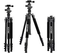 Camera Tripod, ZOMEI Q555 62.5-inch Lightweight Aluminum Alloy Travel Tripod with 360° Ball Head, 1/4" Quick Release Plate and Carry Bag