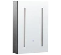 Beliani Bathroom Wall Mounted Mirror Cabinet LED Cameron 40 Cm 60 Cm Black, Black