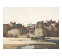 Cameron Robin Hood's Bay Seascape Boats Harbour Painting Large Print Poster Wall Art Decor Picture