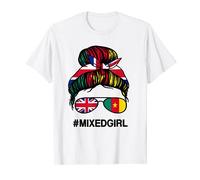Cameroon British Uk Flag - Uk Cameroonian Messy Bun T-Shirt
