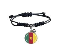 Cameroon Flag Braided Bracelet Adjustable Nylon Chain Crystal Wristband Souvenir,Fashion Handmade Bracelet for Man & Woman Special Day's Gift