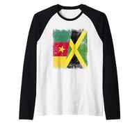 Cameroon Jamaica Half Flag Cameroonian Jamaican Raglan Baseball Tee