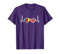 Cameroon UK Heartbeat Flag British Cameroonian T-Shirt, Men, Purple, Small