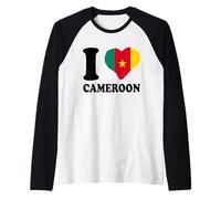 Cameroonian Flag I Love Cameroon Cameroonian Pride Heart Raglan Baseball Tee