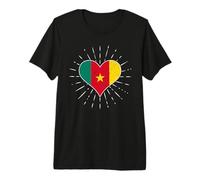 Cameroonian Flag Vintage Heart Cameroon Lover Retro Premium T-Shirt