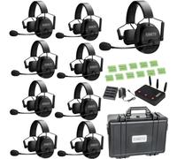 cametv Kuminik8 Wireless Intercom Headset System Noise Cancellation, 1500ft Team Communication Group Talk, Zero Delay Mute Function Single-Ear Headset Film Video Production Coach with HUB 9 Users