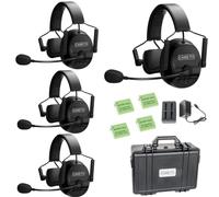 cametv Kuminik8 Wireless Intercom Headset System with Noise Cancellation, 1500ft Team Communication Group Talk, Zero Delay Mute Function Single-Ear Headset Film Production Stage Sport Event 4 Users