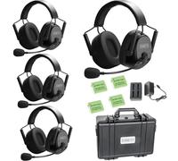 cametv Kuminik8 Wireless Intercom Headset System with Noise Cancellation, 1500ft Team Communication Group Talk, Zero Delay Mute Function Intercom Headset for Film Production Event Dual-Ear 4 Users