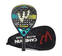 CAMEWIN Elite Tour Padel Racket, 18K Carbon Fiber, Black With Blue Accents, 360g, Standard Size, With Case and Accessories - Blue