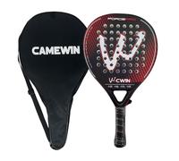 CAMEWIN FORCEPRO Padel Racket, Carbon Fiber Frame with EVA Core, Black with Red Carbon Pattern, 360g Lightweight, 45cm Length, Includes Protective Case - RED/BLACK