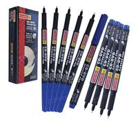 CAMFIN Permanent Marker Pens, BLUE, Pack of 10, Fine Tip, Waterproof Ink, Write-4-All, Suitable for Multipurpose Use, Non-Smudge, iVAIDEX Black Ball Pen