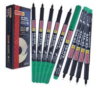 CAMFIN Permanent Marker Pens, GREEN, Pack of 10, Fine Tip, Waterproof Ink, Write-4-All, Suitable for Multipurpose Use, Non-Smudge, iVAIDEX Black Ball Pen