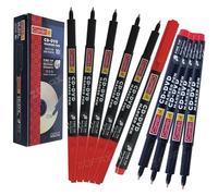 CAMFIN Permanent Marker Pens, RED, Pack of 10, Fine Tip, Waterproof Ink, Write-4-All, Suitable for Multipurpose Use, Non-Smudge, iVAIDEX Black Ball Pen