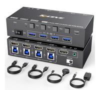 Camgeet HDMI KVM Switch 4 Computers 8K@60Hz, 4K@144Hz, EDID Simulation, 4 Port USB3.0 KVM Switches for 4 Computers share 1 Monitor and Keyboard/Mouse/Hard Drives/Printer, hdmi kvm with Wired Remote