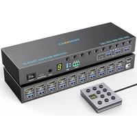 Camgeet KVM Switch HDMI 10 Ports 4K@60Hz EDID Simulation, 10 in 1 out USB HDMI KVM Switches for 10 Computers Share 1 Monitor and 4 USB 3.0 Ports, with Audio RS232/Wired Remote/12V Power/USB 3.0 Cables