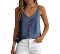 Cami Tops for Women - Sleeveless Button Up Tops V Neck Tank Top Spaghetti Strap Vest, Loose Fit Camisole Plain Casual Summer Vests, Going Out Work Blouses, Cami Shirt, Satin and Lace