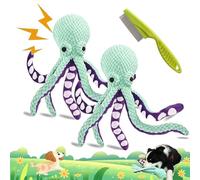 Camic Pawforloves Premium Pet Plush Toy, Paw for Loves Dog Toy to Keep Them Busy, Squeaky Dog Toys for Aggressive Chewers, Pet Toys Octopus for Small, Medium, Large Dogs (2Pcs Green)