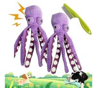 Camic Pawforloves Premium Pet Plush Toy, Paw for Loves Dog Toy to Keep Them Busy, Squeaky Dog Toys for Aggressive Chewers, Pet Toys Octopus for Small, Medium, Large Dogs (2Pcs Purple)