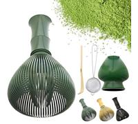 Camic Silicone Matcha Whisk, Food Grade, Resin, Chasen Brush Tools for Matcha Green Tea Powder, Reusable, Powder Whisk with Whisk Holder, Tea Ceremony (Green-1)