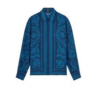 Camicia Abbottonata con Stampa Barocca, male, Versace, Casual Shirts, Blue, M, Shirts M