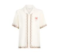 Camicia Cubana in Misto Lino, male, Liu Jo, Short Sleeve Shirts, Beige, S, Shirts S