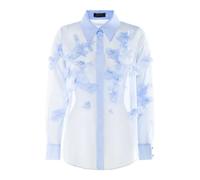 Camicia in organza di poly con applicazioni a fiore - female - Nenette - Shirts - Blue - L - Blouses & Shirts L
