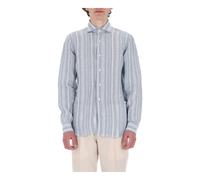 Camicia tramata in lino Dandylife - male - Barba - Casual Shirts - Blue - 2XL - Shirts 2XL