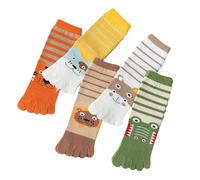 Camidy 5 Pair Toe Socks Girls Cute Animal Pattern Breathable Cotton Five Finger Socks Calf Socks for Boys Girls