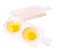 Camidy Egg Poacher, Plastic Microwave Double Egg Poacher, Microwave Oven Egg Steamer Kitchen Cooking Gadgets