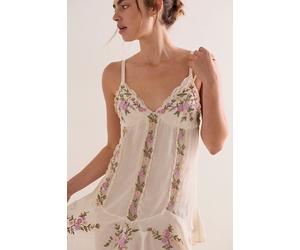Camila Coast Embroidered Mini Slip Dress by Intimately at Free People in White, Size: XS - female