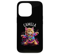Camila Colorful Dancing Cat Design for Girls Name Camila Case for iPhone 13 Pro