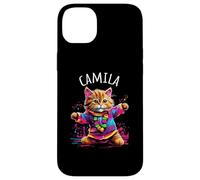 Camila Colorful Dancing Cat Design for Girls Name Camila Case for iPhone 14 Plus