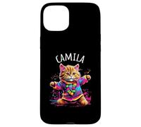 Camila Colorful Dancing Cat Design for Girls Name Camila Case for iPhone 15 Plus