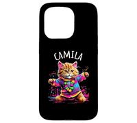 Camila Colorful Dancing Cat Design for Girls Name Camila Case for iPhone 15 Pro
