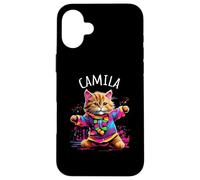 Camila Colorful Dancing Cat Design for Girls Name Camila Case for iPhone 16 Plus