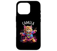 Camila Colorful Dancing Cat Design for Girls Name Camila Case for iPhone 16 Pro