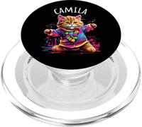 Camila Colorful Dancing Cat Design for Girls Name Camila PopSockets PopGrip for MagSafe