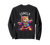 Camila Colorful Dancing Cat Design for Girls Name Camila Sweatshirt