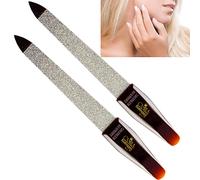 Camila Solingen CS16 3.5 inch 2 Pack Professional Sapphire Metal Nail File Pointed for Fingernail and Toenail Care. Double Sided Coarse Fine for Manic